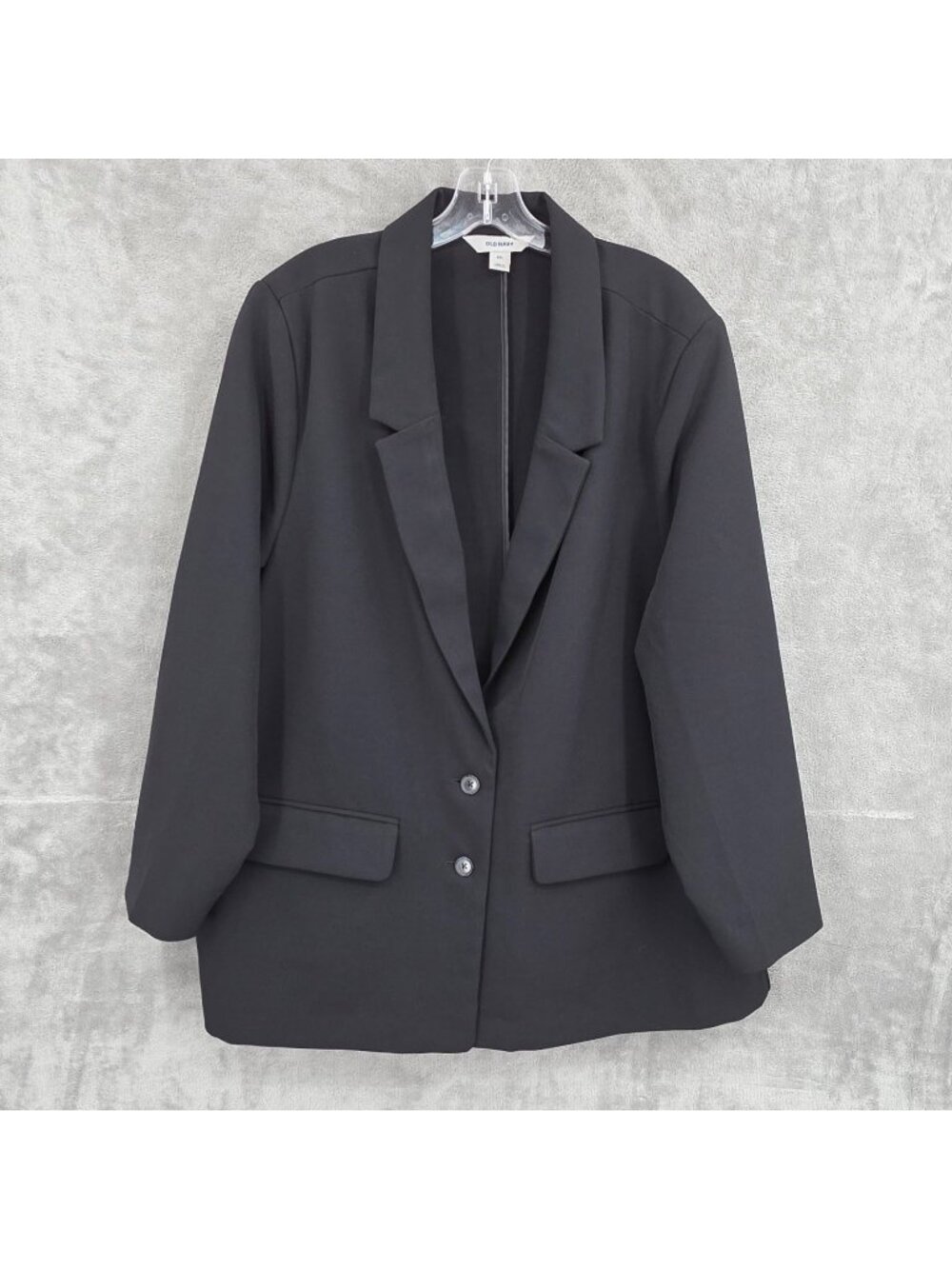 Old Navy Taylor Relaxed Suit Blazer XXL Black Jack Unlined 2 Button Woven Crepe
